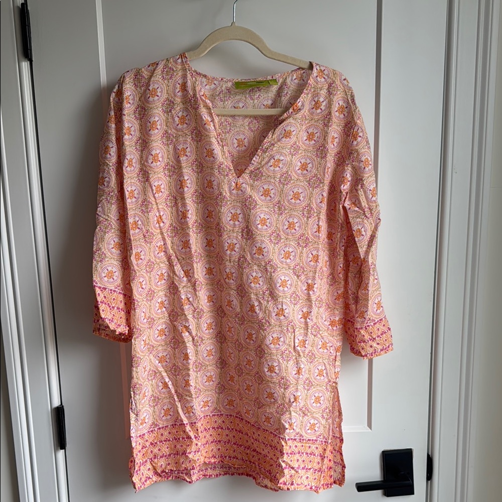Pink and Orange Patterned Tunic Top